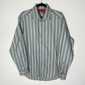 Robert Graham Multicolour Herringbone Striped Flip Cuff Button Up Shirt L